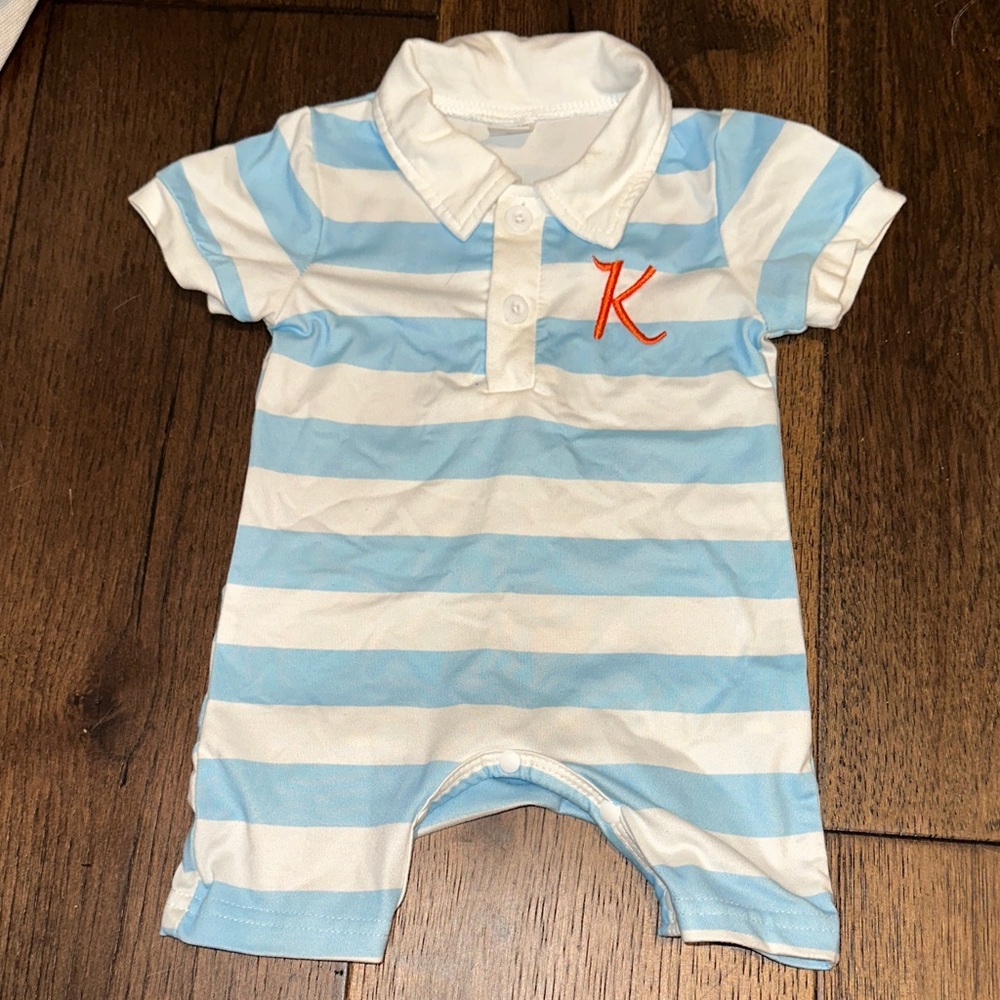 SHEIN Blue and White Baby Romper